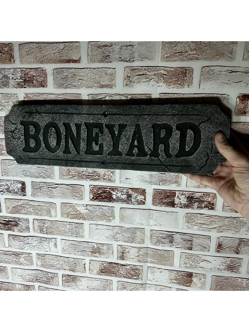 Vintage Lot Halloween Skull Blow Mold Stakes Indoor Outdoor Decor BONEYARD Sign